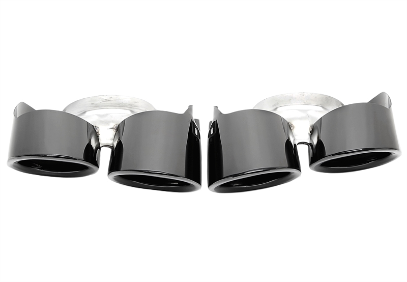 TA Technix Endrohrblende zum anschrauben "double design viereckig" in schwarz/glänzend passend für Porsche Panamera - BJ 2014-2016 (970)