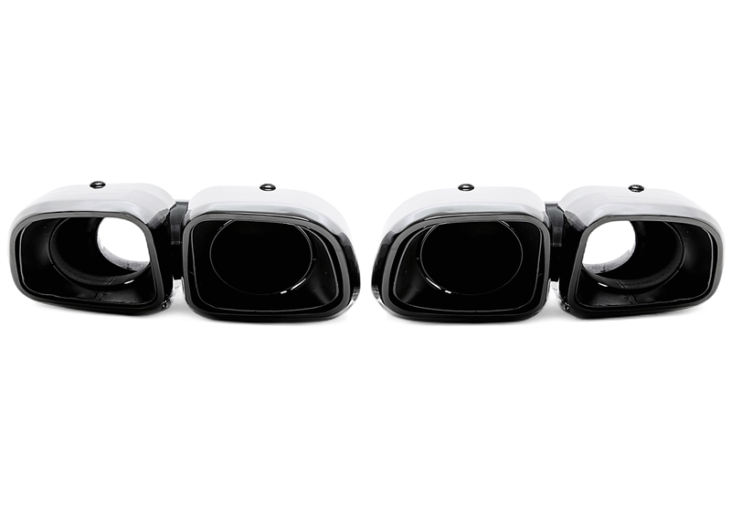 TA Technix Endrohrblende zum anschrauben "double design" in schwarz/glänzend passend für Porsche Macan (95B) BJ 2018-