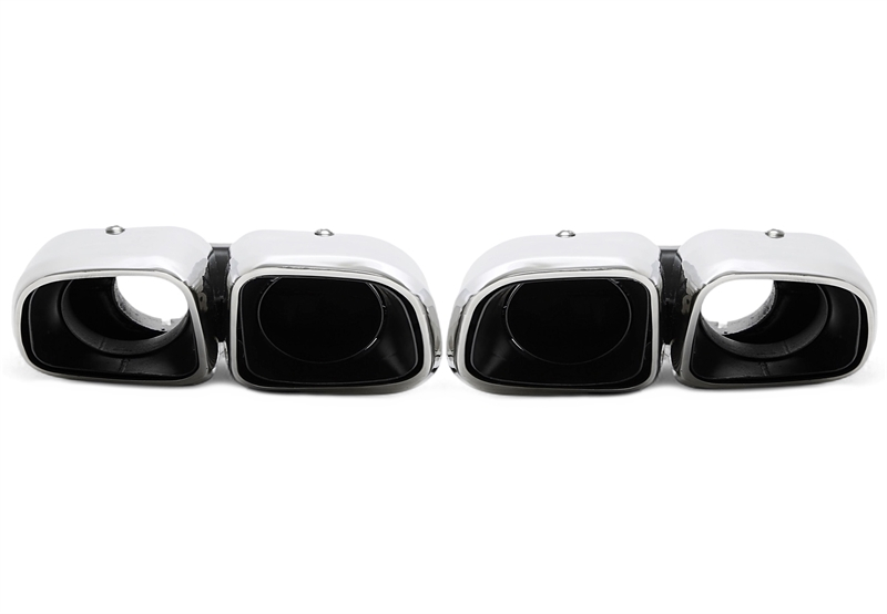 TA Technix Endrohrblende zum anschrauben "double design" in chrom/glänzend passend für Porsche Macan (95B) BJ 2018-