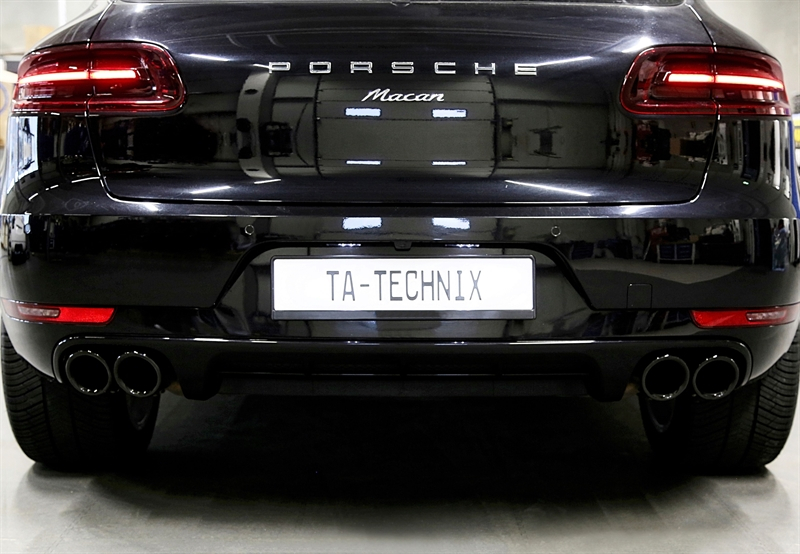 TA Technix Endrohrblende zum anschrauben "double design" in schwarz/glänzend passend für Porsche Macan (95B) BJ 2014-2018