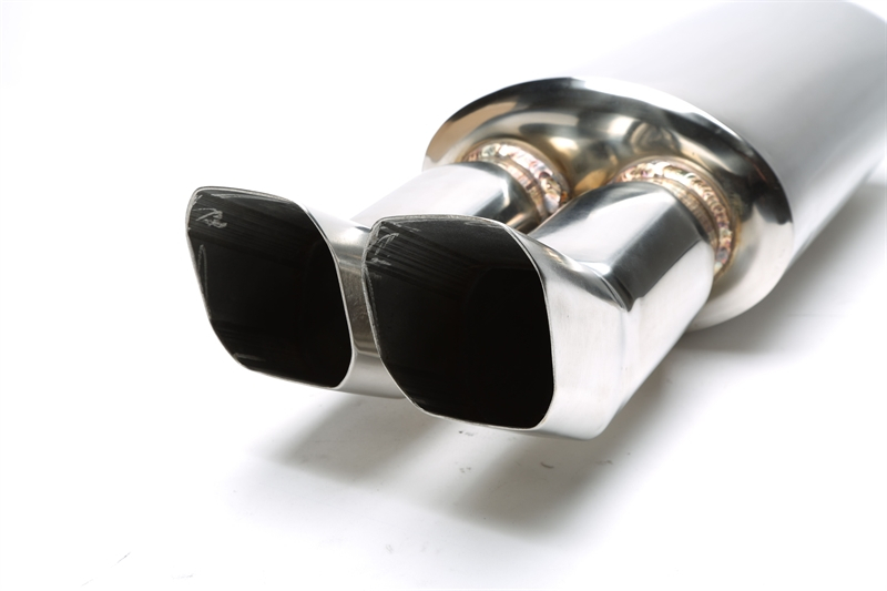 TA Technix Edelstahl Sportendschalldämpfer universal 2 x 75 x 85mm DTM scharf / angeschrägt
