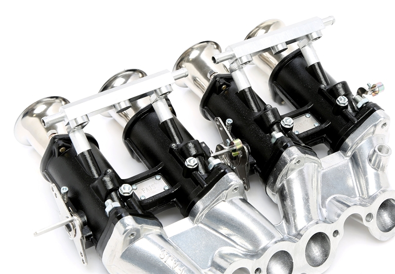 TA Technix intake manifold suitable for 2x 40/45 DCOE Weber/Dellorto 45 DHLA carburetors Audi/VW engines Conversion to single throttle valves (DCOE) or twin carburetor systems