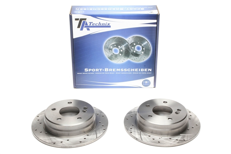 TA Technix Sport Brake Disc Set Rear Axle fits Mercedes Benz C-Class W202/S202