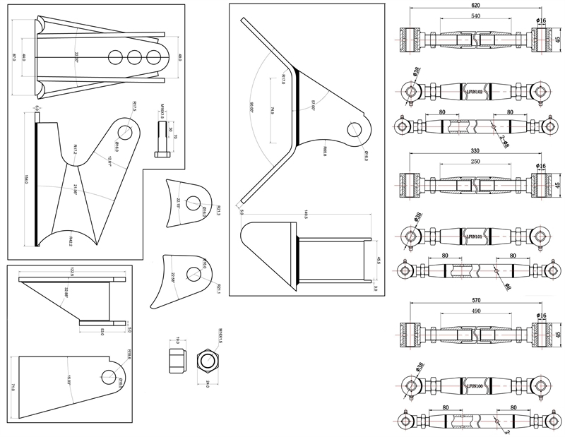 TA Technix universelles Dreiecks "triangulated" 4-Link Kit  / Umrüstset für Blattfedernsysteme auf Airride oder Airride/Gewinde Syteme