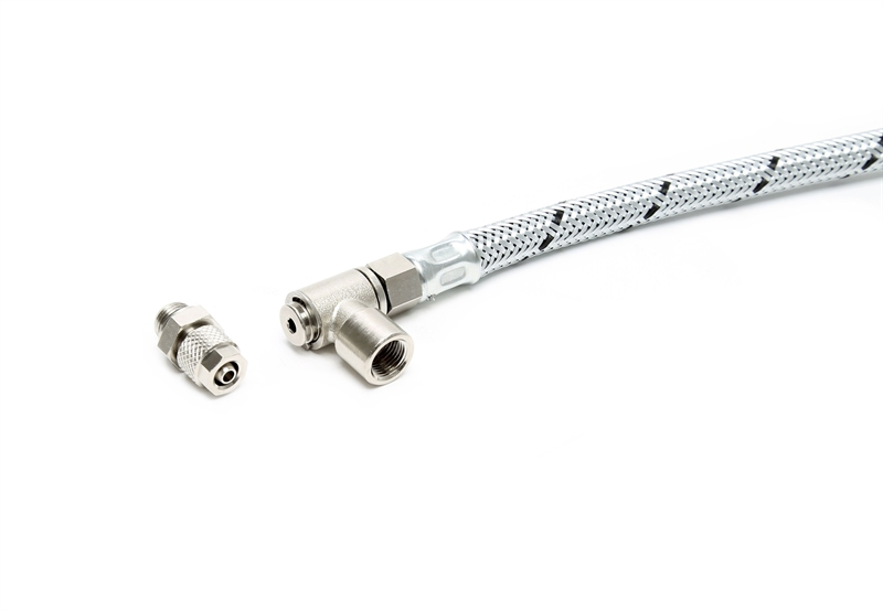 TA Technix steel flex air line with 90° angle adapter