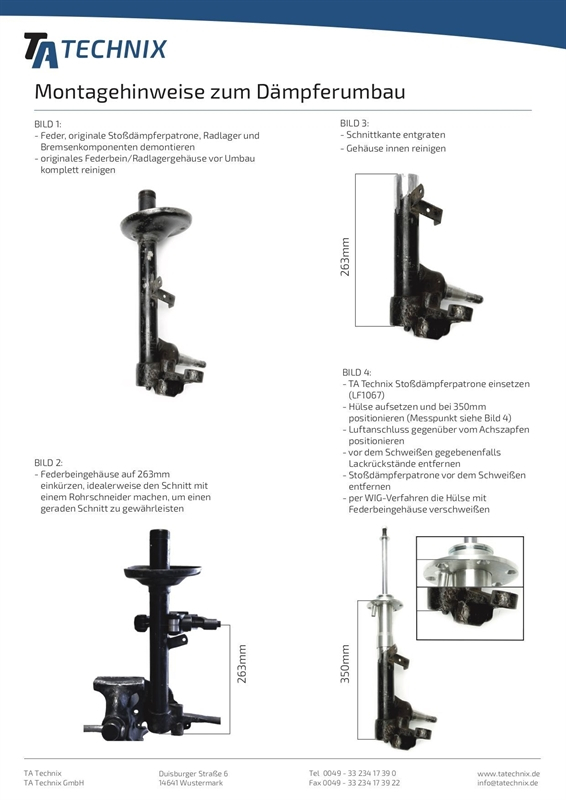 TA Technix Luftdämpfersatz passend für BMW 3er Serie E21 45mm