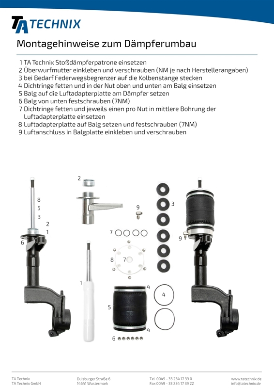 TA Technix air damper set suitable for VW Passat 32 (B1)