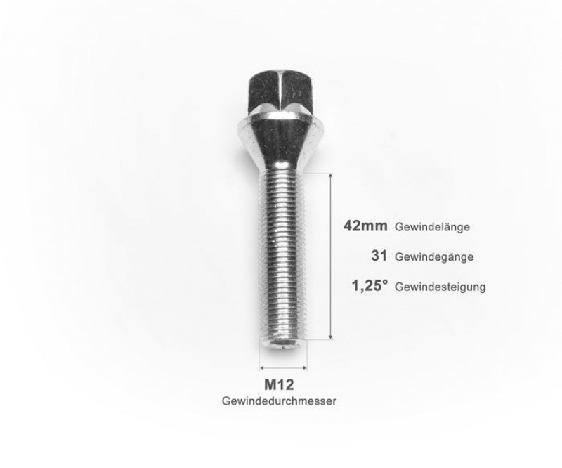 TA Technix Radschraube M12 X 1.25 X 42 KE