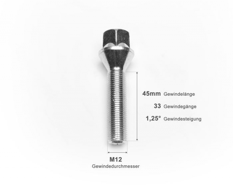 TA Technix Radschraube M12 X 1.25 X 45 KE